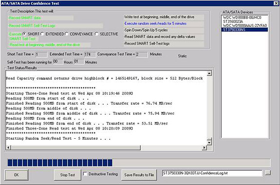 ATA/SATA Drive Confidence Test