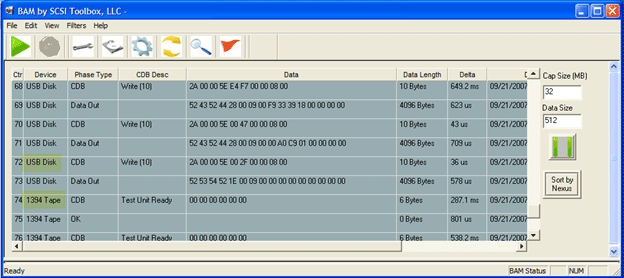 BAM Capture of USB and 1394 peripherals