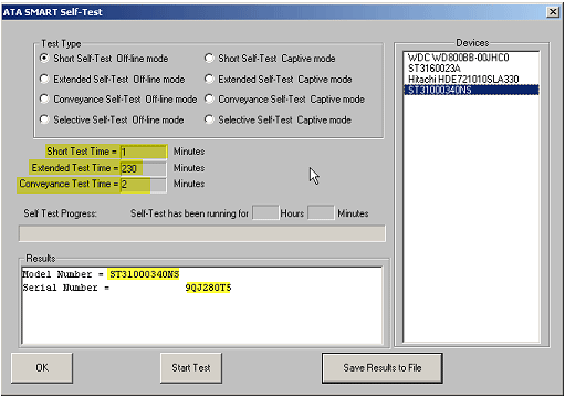 SATA SMART Self-Test